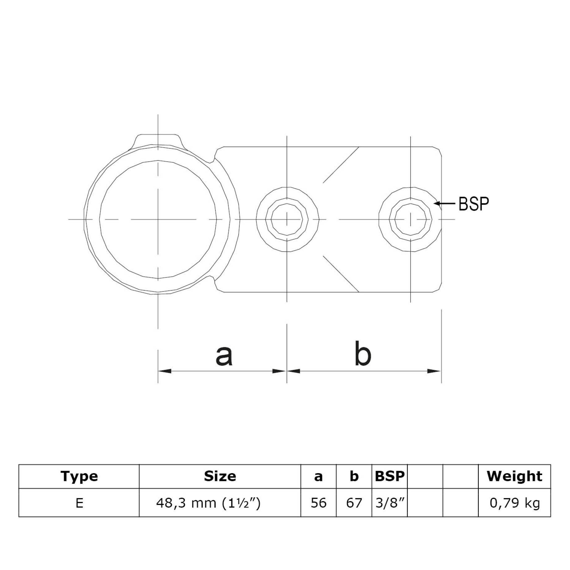 Typ_30 Rohrverbinder Kreuzstück kombiniert Ø 48,3 mm 