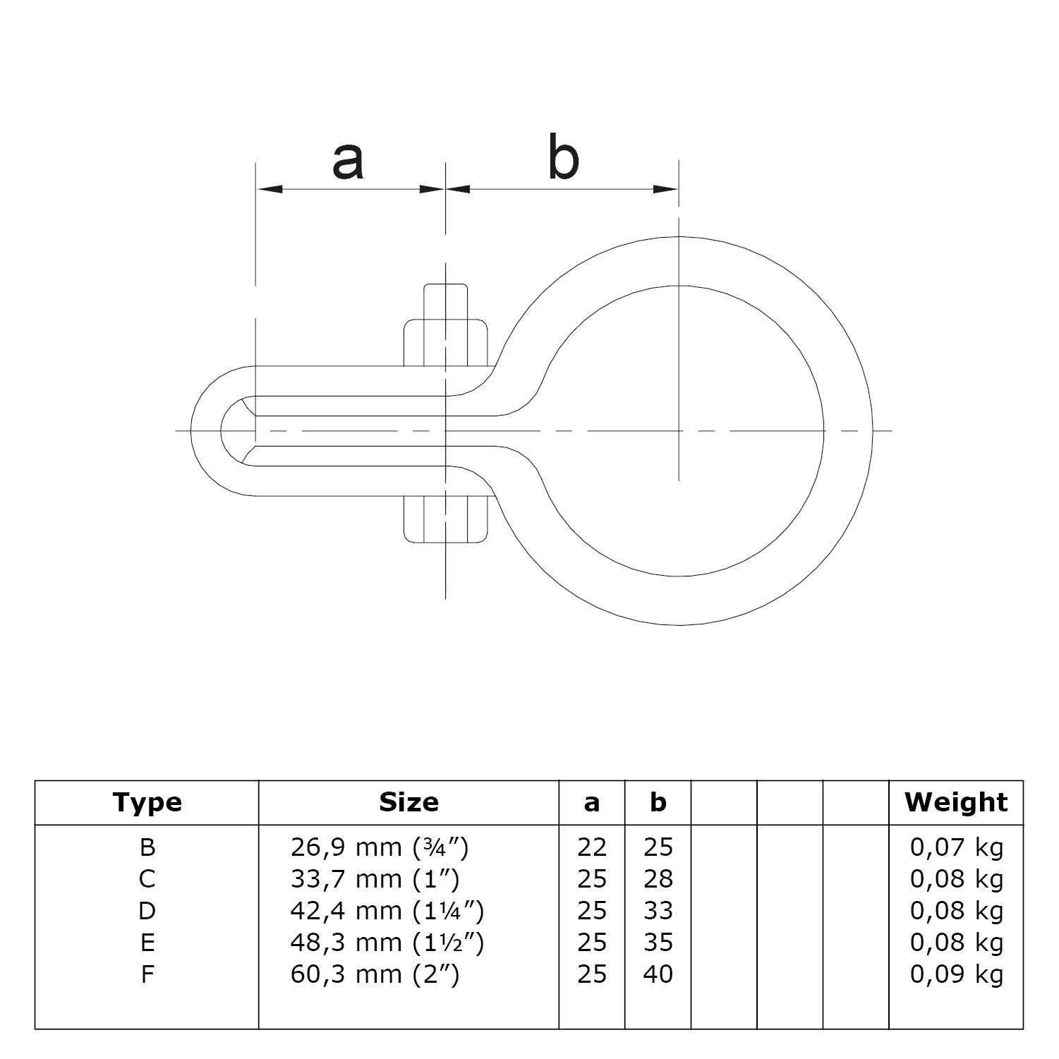 Typ_70 Rohrverbinder Gitterhalter einfach Ø 48,3 mm 
