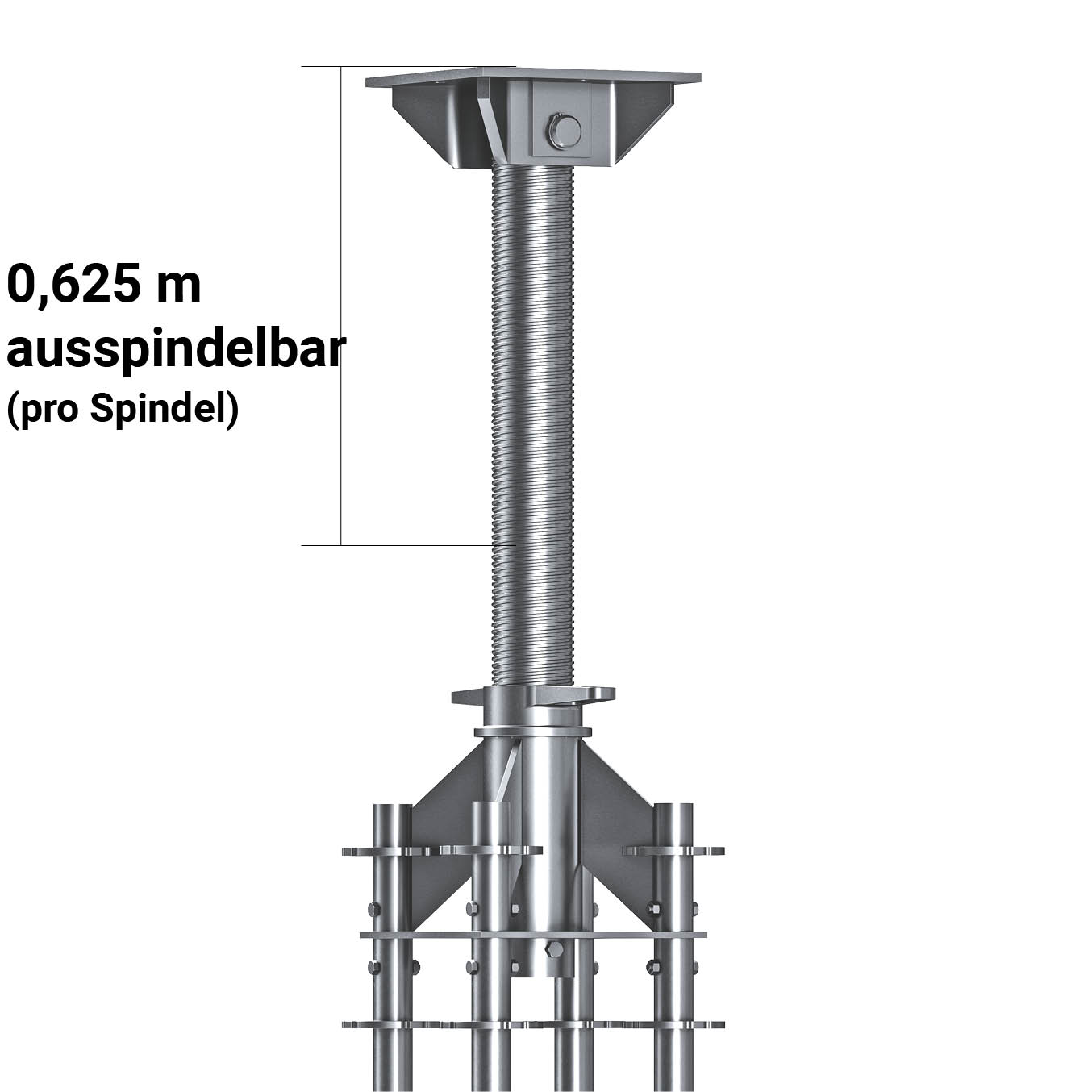 Schwerlaststütze Heavy Duty 3,88 - 4,88 m | bis 135 kN belastbar 