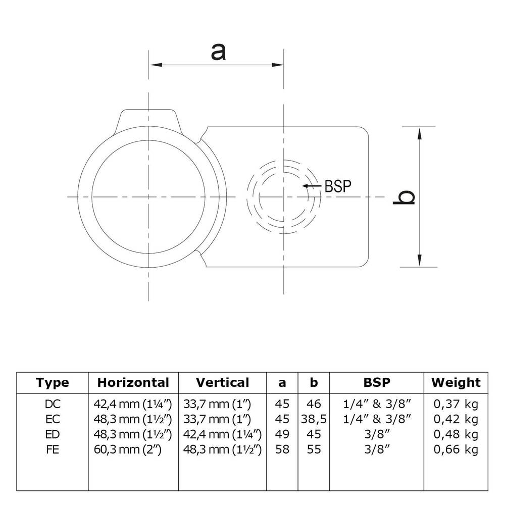 Typ_28 Rohrverbinder Kreuzstück vorgesetzt 90° Ø 33,7 mm & 26,9 mm 