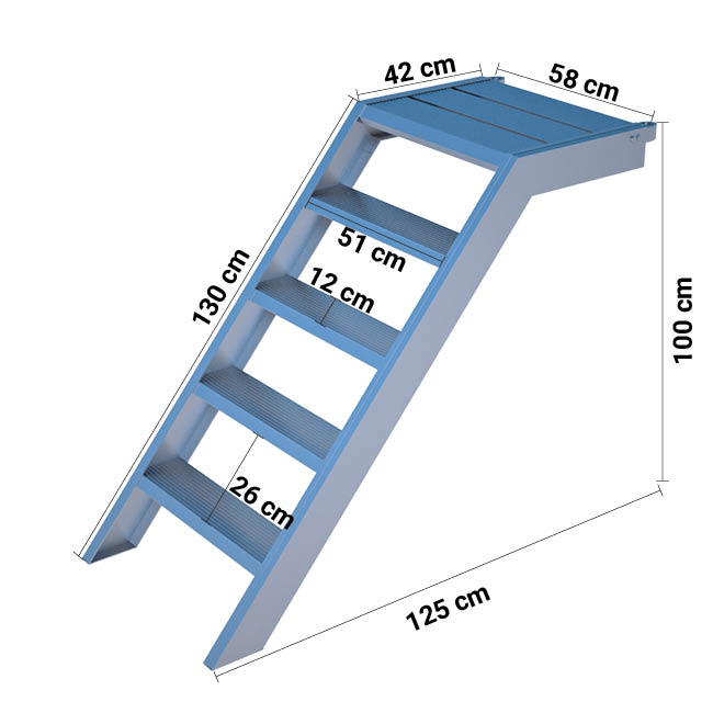 Alu Podest-Treppe Rux Super 1 m, mit Aufstiegshilfe einseitig 