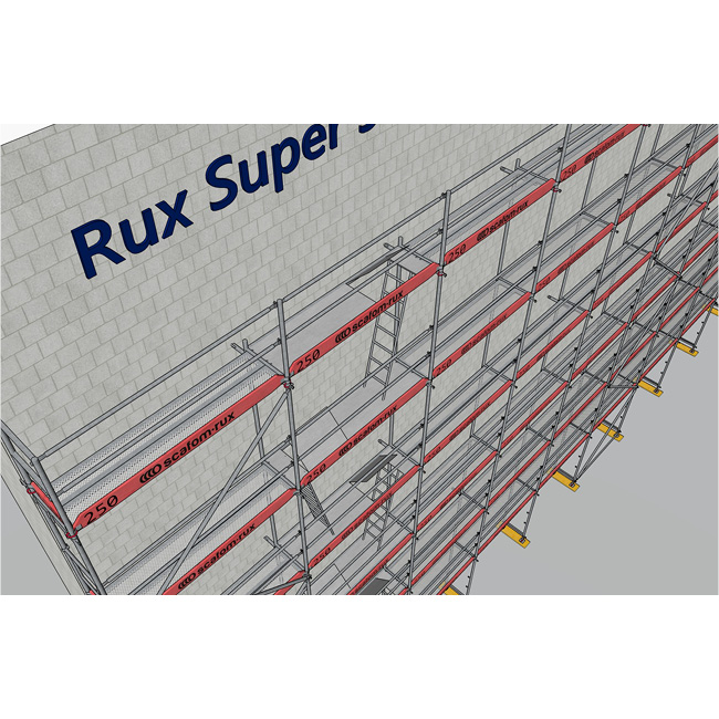 Gebrauchtes Fassadengerüst 500 m², Rux Super 65, Feldlänge 2,5 m Stahl-Belag 