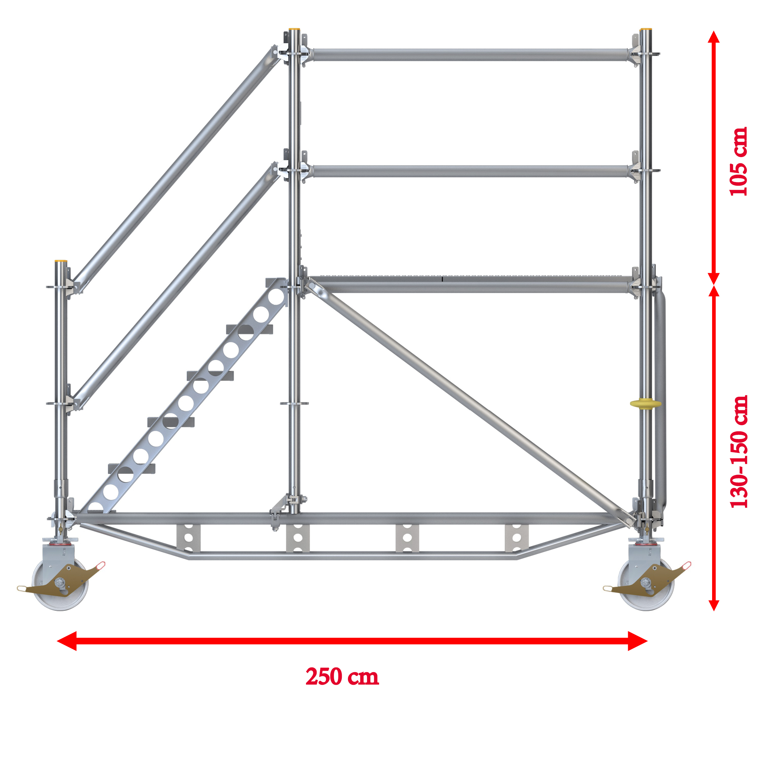 Fahrbare Plattformtreppe Ringscaff für 1 m Höhenunterschied mit Sicherheitstor 