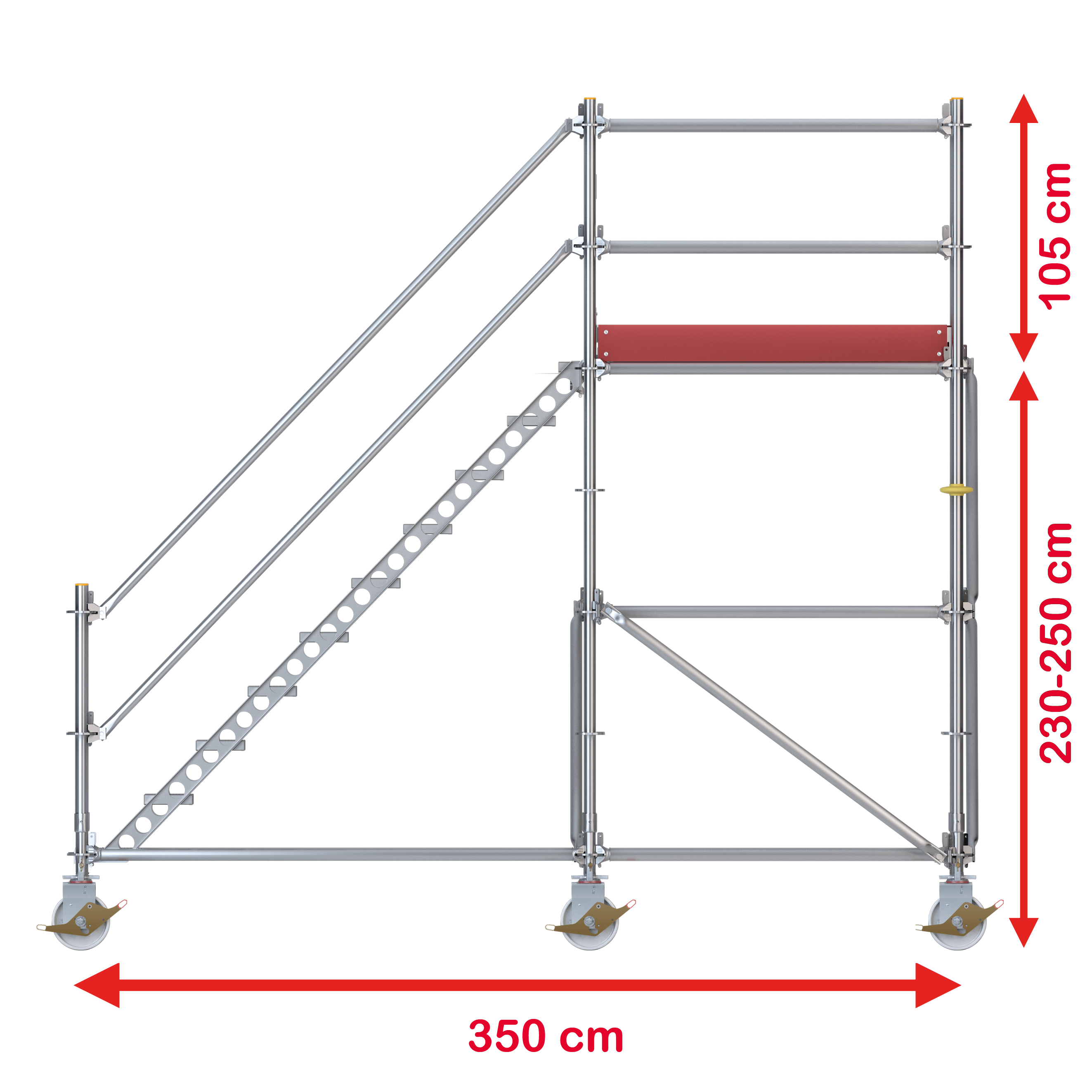 Fahrbare Plattformtreppe Ringscaff für 2 m Höhenunterschied mit Sicherheitstor 