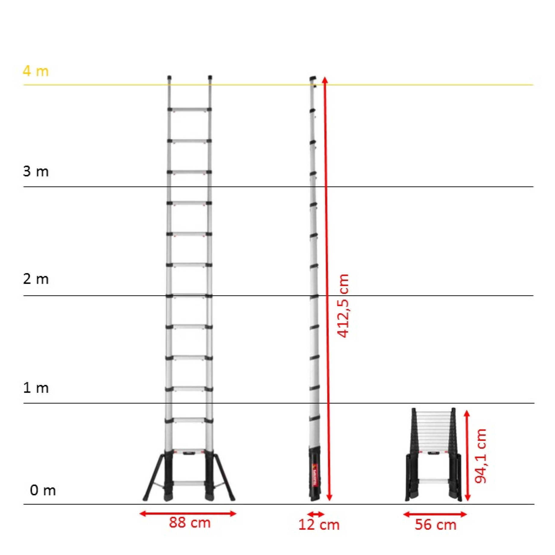 Telesteps Prime Line 4,1 m mit Stabilisatoren, Teleskopleiter extra stark (72241-781), gebraucht 