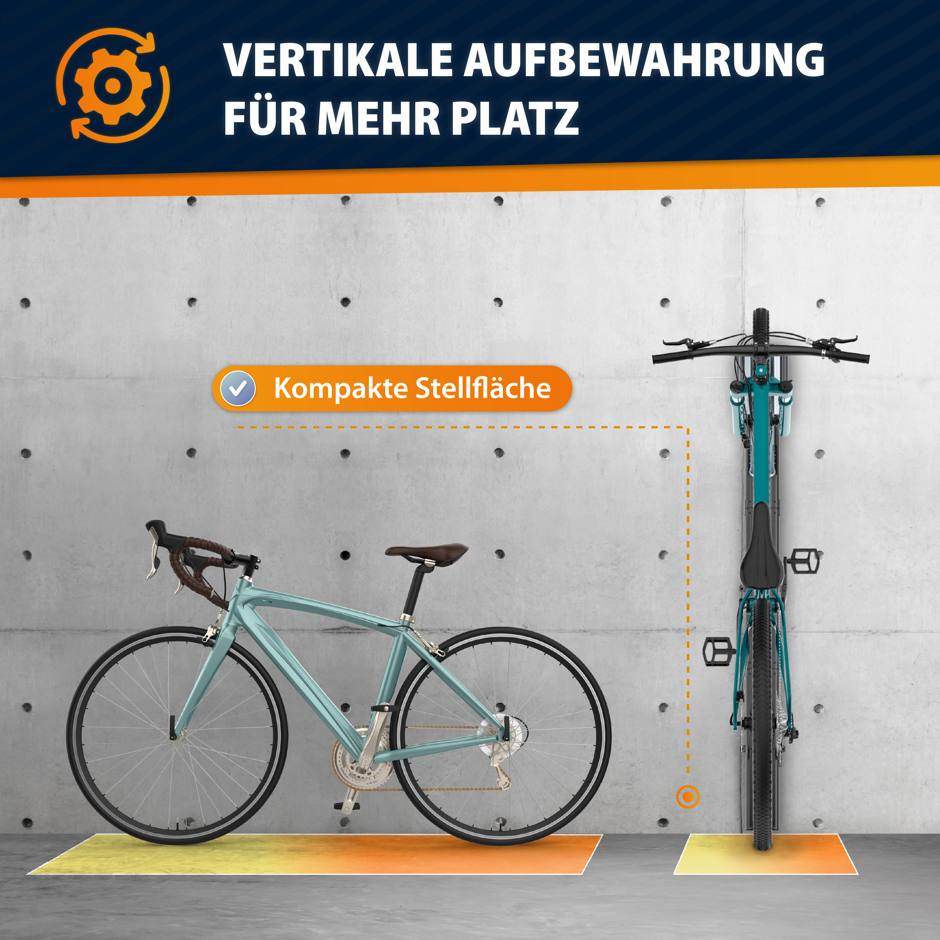 3ER-SET Handler Storage ABL12 Fahrradlift - Vertikale Fahrradhalterung Wand Grau 