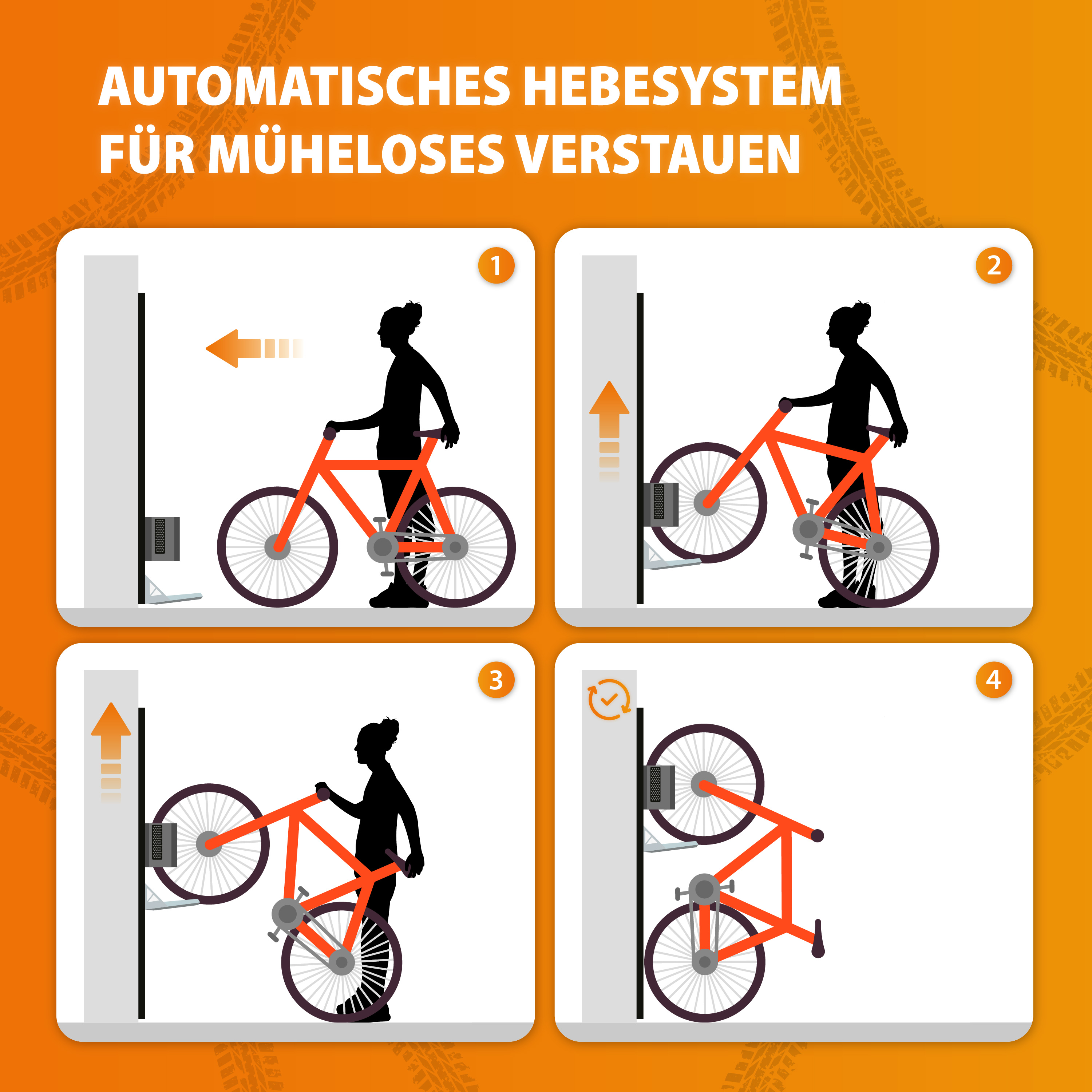 3ER-SET Handler Storage ABL12 Fahrradlift - Vertikale Fahrradhalterung Wand Grau 
